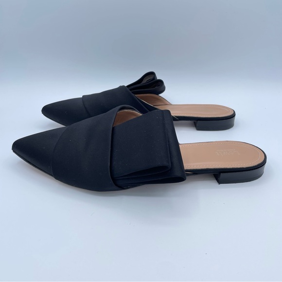 Lewit Italian Satin Side Bow Filippo Mules 38 1/2 Black - Picture 5 of 15
